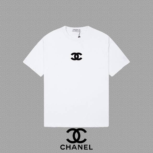 Chanel 香奈儿] 2025Fw短袖T恤 厚板+印花字母Logo 高端26S双纱300克面料 重磅面料 定制拉架罗纹同缸同染 三标齐全 男女同款 颜色：黑色