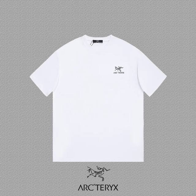 Arc Treyx 始祖鸟] 2025Fw短袖T恤 厚板+Logo印花 高端26S双纱300克面料 重磅面料 定制拉架罗纹同缸同染 三标齐全 男女同款 颜色：黑