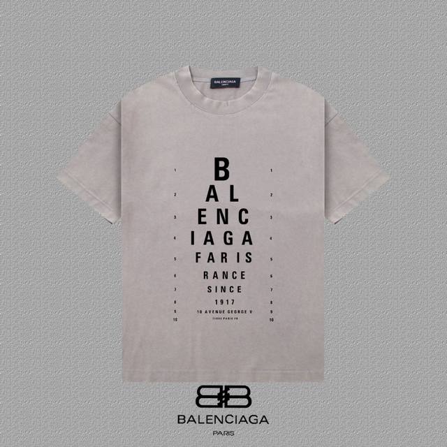 Balenciaga 巴黎世家] 2025Fw短袖T恤 高端26S双纱300克面料 洗水喷马骝做旧磨破工艺 颜色：洗水黑 白色 灰色 尺码：S M L Xl 2