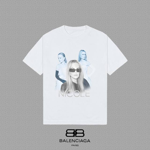 Balenciaga 巴黎世家] 2025Fw短袖T恤 高端26S双纱300克面料 洗水喷马骝做旧磨破工艺 颜色：洗水黑 白色 尺码：S M L Xl 2Xl
