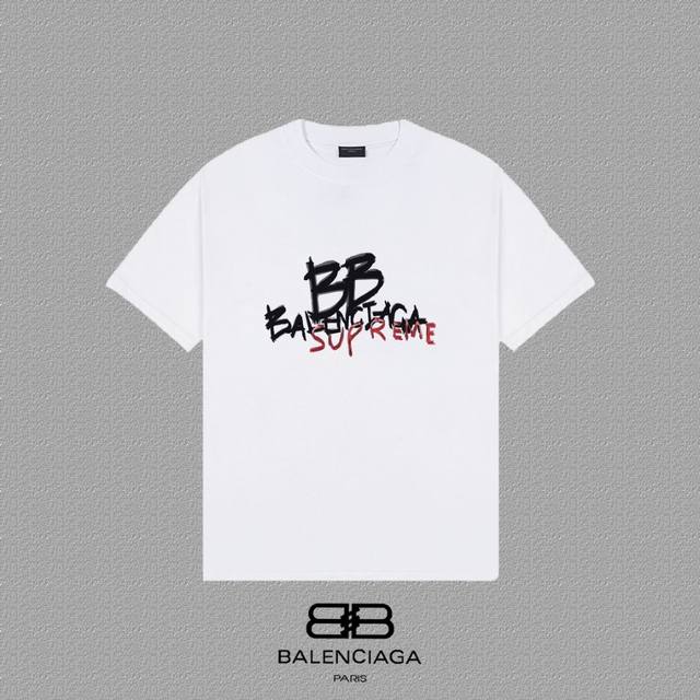 Balenciaga 巴黎世家 巴黎字母印花短袖T恤 定织定染300克精梳棉重磅面料 螺纹零色差 细节完美 区别市面通货版本 欢迎对比 男女同款 上图必卖款 颜