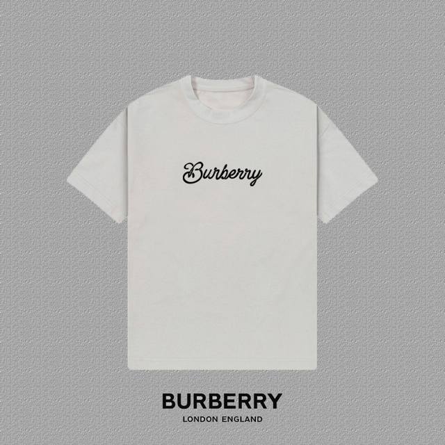 Burberry 巴宝莉] 2025Fw短袖T恤 厚板字母Logo印花 高端26S双纱300克面料 重磅面料 定制拉架罗纹同缸同染 三标齐全 男女同款 颜色：黑