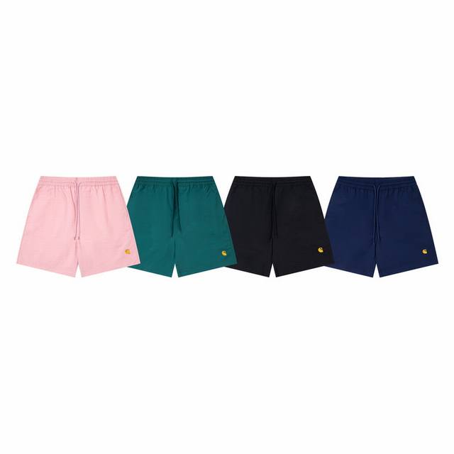 4048# Carhartt Wip 卡哈特 经典金标Logo绣花工艺男女速干裤带高弹力内里网布 颜色：黑 蓝 绿 粉 码数：S M L Xl 内里：弹力网布