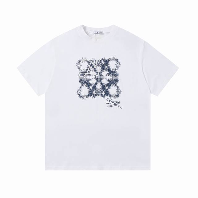 Y022 高版本正确版本 Loewe 罗意威 25Ss新款 刺绣Logo字母短袖 高品质 面料- 采用270克双股精梳棉面料.索罗纳螺纹订 织订染国标一级面料
