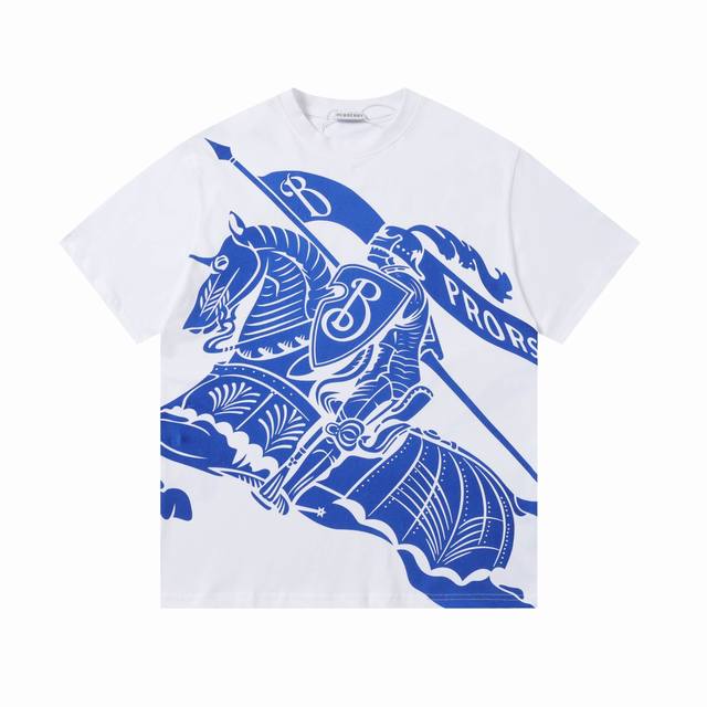 Y018 高版本正确版本 Burberry 巴宝莉25Ss新款 战马印花Logo字母短袖 高品质 面料- 采用270克双股精梳棉面料.索罗纳螺纹订织订染国标一级