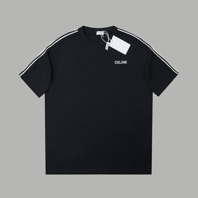 Celin* 25Ss早春新款 刺绣字母印花短袖 轻奢主义 男女日常通勤穿搭必备单品 正确版本 欢迎对比 详细特征 320克 % 纯棉双纱汗布面料 同缸定染特种