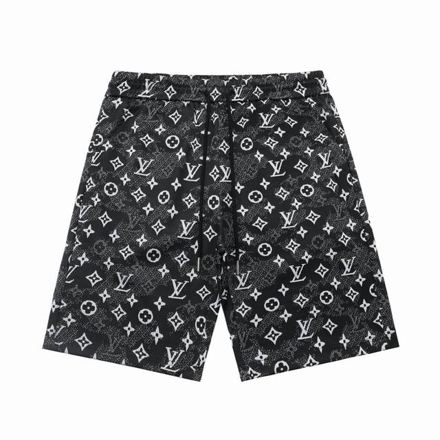 Lv 驴家 2025新款 批布满印老花字母Logo 男女日常通勤穿搭必备 休闲短裤 定制毛圈面料 松紧+抽绳可调节裤腰 腰标吊牌洗水唛三标齐全 颜色：黑灰色 码