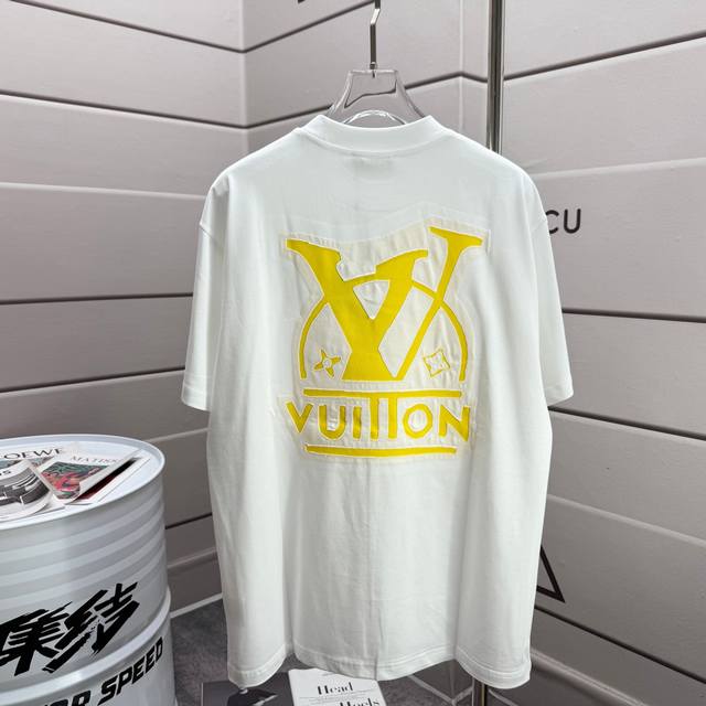 Lv 路易 2025春夏新款贴布刺绣印花定制双纱平纹纯棉面料 短袖T恤 男女同款 尺码： S 90- 斤 M - 斤 L -165斤 Xl - 斤 Xxl -2