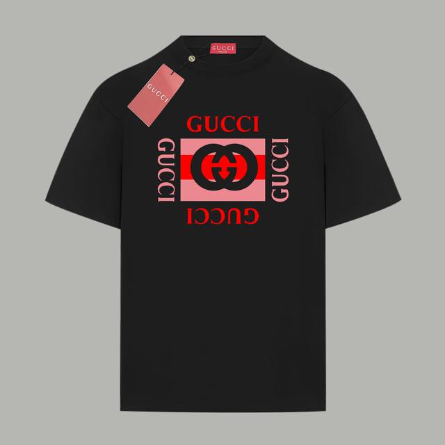 Gucci 古驰 官网同款 官网同款 经典图案G家Logo字母 印花双纱纯棉短袖 - 280G双纱纯棉顶级面料 手感柔软 百分百纯棉独家出货 定染硫化黑无尘处理