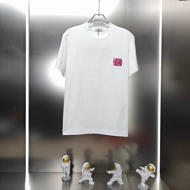 罗意威 Loewe 2025春夏新款男女同款短袖T恤！ 定制专属300克重双纱纯棉面料 定制原版工艺螺纹车工 重影字母刺绣工艺设计 颜色：黑色 白色 尺码：S-