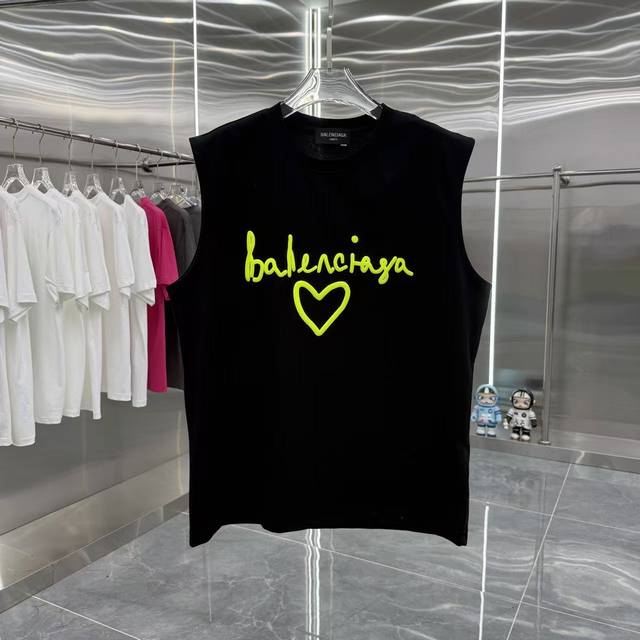 Bal 巴黎世家 2025夏季新款 无袖背心 发泡工艺 男女同款宽松版 S M L Xl Xxl 五个码 颜色：黑色 白色 灰色