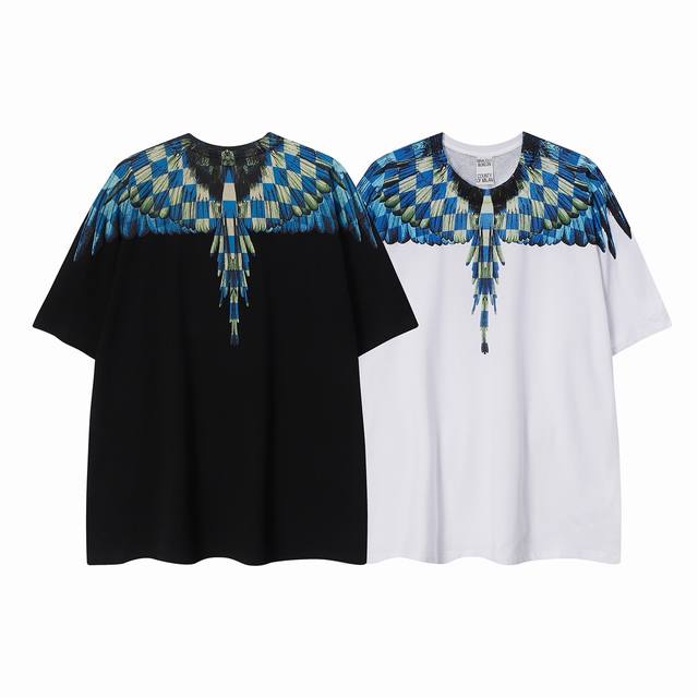马塞洛布隆 Mb新款高质量款棋盘翅膀纯棉T恤 码数：S M L Xl Xxl