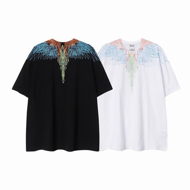 马塞洛布隆 Mb高质量版本Mb画线印花翅膀 纯棉T恤 码数：S M L Xl Xxl