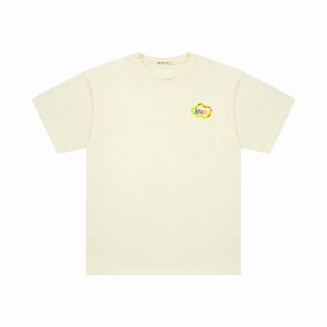 1203# Marni X No Vacancy Inn 新品涂鴉字母印花短袖圆领T恤 面料版型与官网一致 细节跟足 宽松休闲百搭 男女同款 颜色: 米杏 码数