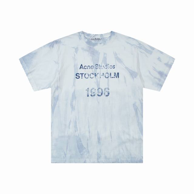 Cy1185# Acne Studios23春夏复古做旧1996字母印花扎染 边缘磨破圆領Yp复刻 宽松版型 男女同款 颜色：黑色 白色 浅兰 码数：S-Xl