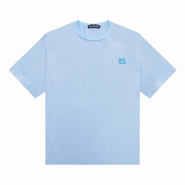 Cy136# Acne Studios Faceac23Ss经典圆领T恤方块笑脸短袖 面料采用纯棉230G双纱 Yp复刻 男女同款 颜色：黑色 白色 杏色 花灰
