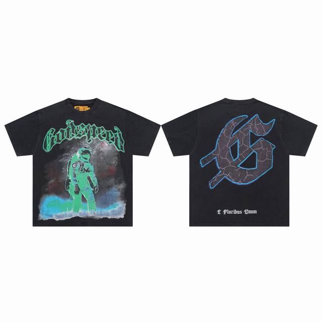 G811# God Speed 太空漫步高品质洗水美潮T恤短袖 Color 颜色 : Black 黑色 Size 尺码 ：S M L Xl