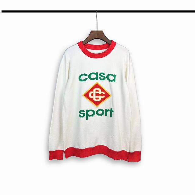 Casablanca 24年秋冬拼色字母圆领针织长袖 颜色：黑色 白色 码数:M L Xl Xxl