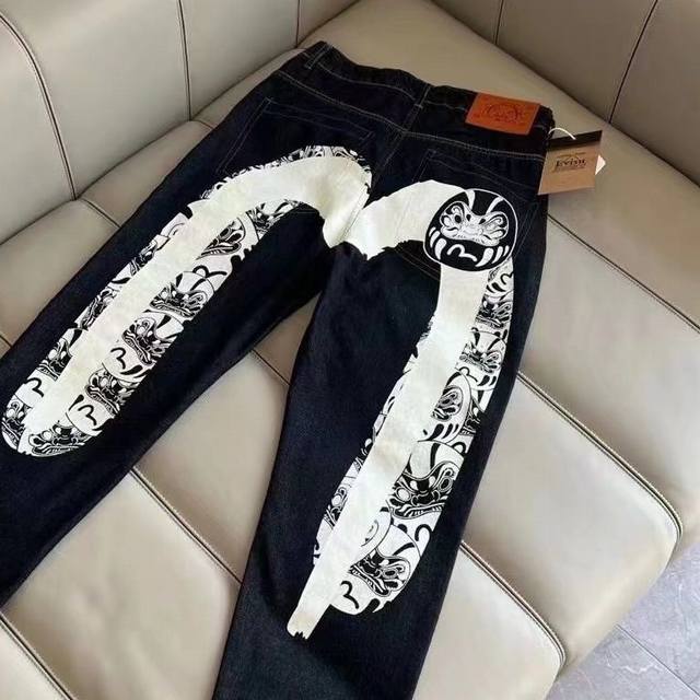 款号Cc634 Evisu福神大M印花牛仔裤 男女同款 高弹牛仔面料 重磅专柜最新款 走一波 绝对私房牛货 官网柜子同步火爆在售 后侧发印花摸起来手感立体有型