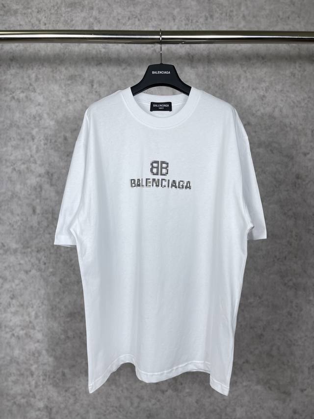 实拍图 顶级版本.官网品质 Balenci*Ga 巴黎.经典款. Balenci*Ga#幻影Bb直喷印花短袖T恤.砖柜同步 面料采用巴黎Zp定织定染全棉双纱紧密