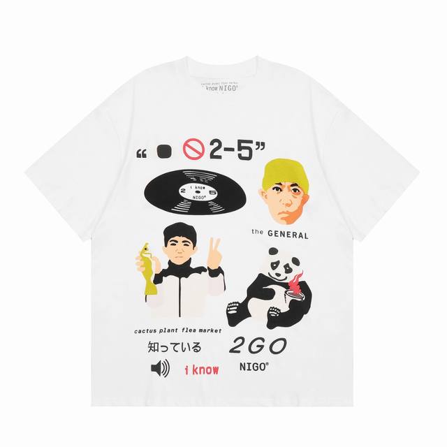 C110 白底图 Cpfm X I Know Nigo 纽约限定 发泡短袖 32支230G纯棉双纱 高温预缩后 克重达到250G左右 定织300G罗文 久洗不变