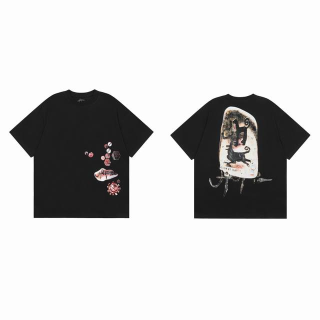 T122 #白底图 Travis Scott Cactus Utopia 乌托邦联名专辑款 32支240G纯棉布料 300G定织罗文久穿不松垮手感柔软细腻 印花