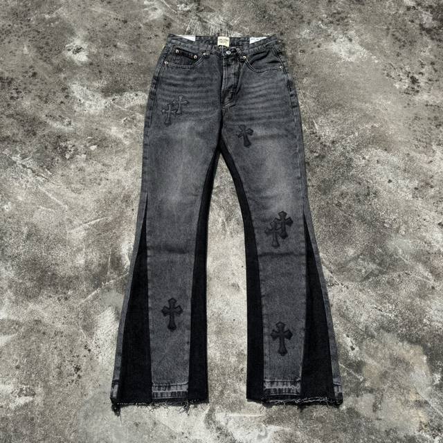 款号:H667 Gallery Dept & Chrome Hearts 克罗心联名 拼接十字架宽松水洗喇叭牛仔裤 真实还原Vintage极致质感 原版五金辅料