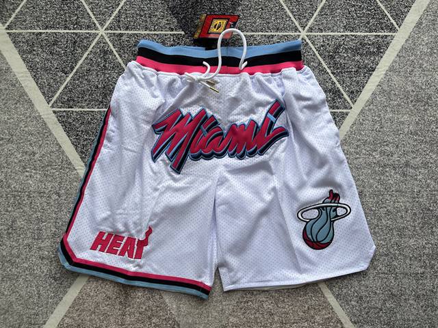 款号K159 顶级刺绣版本 热火队城市版口袋裤篮球短裤 Just Don Nba 球队球裤系列单品 -定制优质网眼布面料，Dri-Fit 技术导湿速干， 防静电