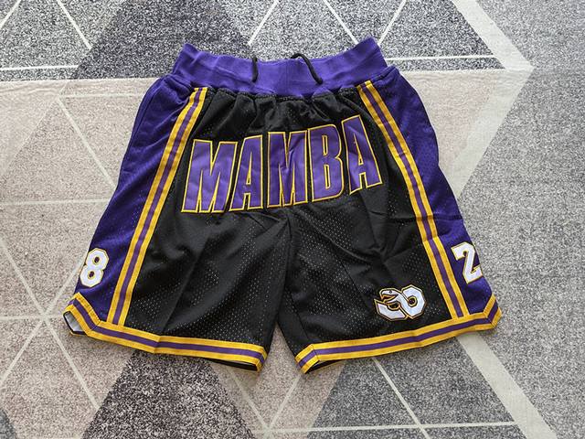 款号：K72 顶级刺绣版本 Just Don Nba Los Angeles Lakers Team Shorts 科比黑曼巴球裤 洛杉矶湖人队黑曼巴限定 刺绣