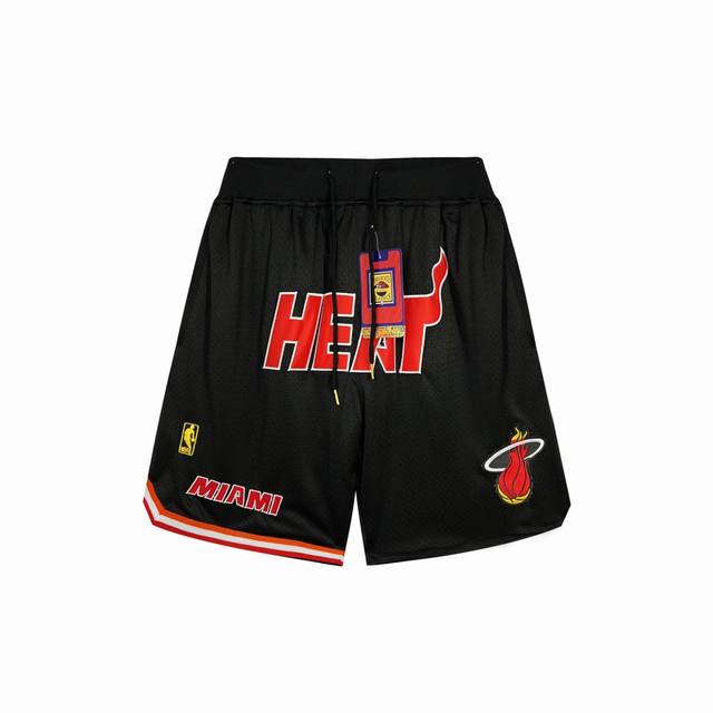 款号K02 顶级刺绣版本 白底细节图 Just Don Nba Miami Heat Team Shorts 贾斯顿 Nba 迈阿密热火队 刺绣球裤 篮球短裤