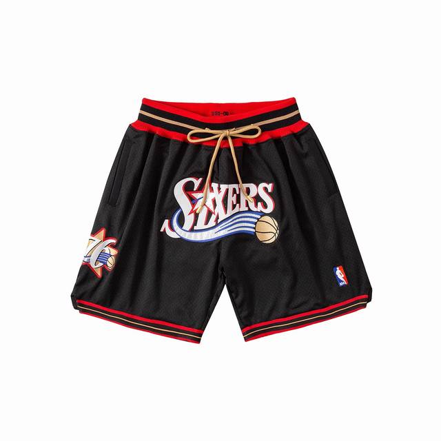 款号K05 顶级刺绣版本 白底细节图 Mitchell &Ness X Just Don联名费城76人队复古高街刺绣球裤 篮球短裤 Just Don Nba 球
