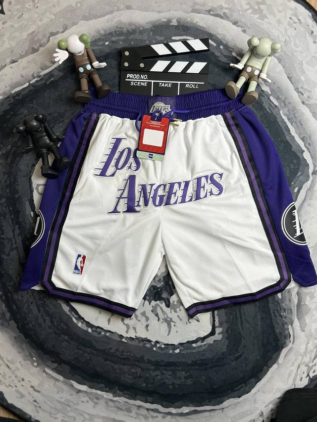 款号：K23 Just Don Nba Los Angeles Lakers Team Shorts 22-23新赛季詹姆斯Nba 洛杉矶湖人队 刺绣球裤 篮球