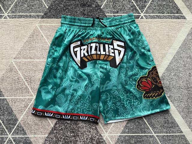 款号 K33 Mitchell &Ness X Just Don联名孟菲斯灰熊队虎年限定 复古刺绣球裤 篮球短裤 Just Don Nba 球队球裤系列单品 -