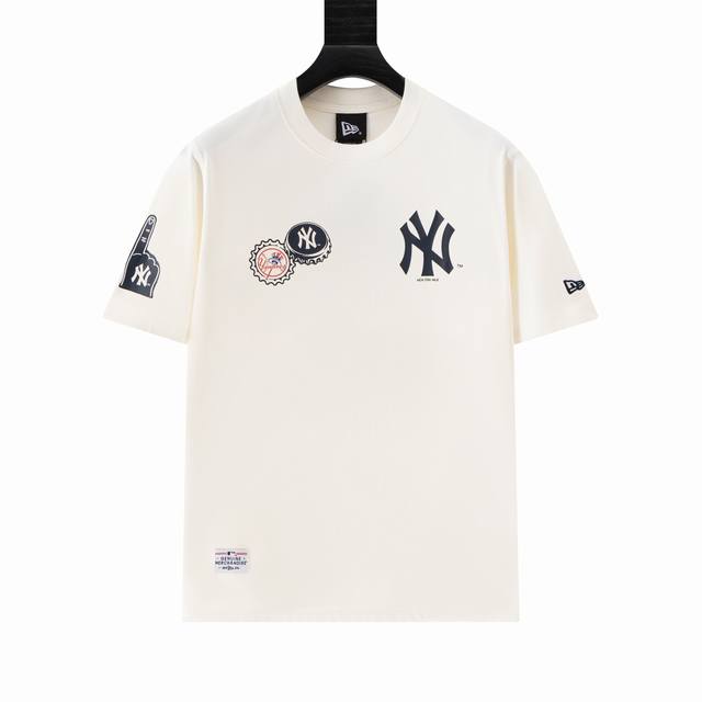 款号Ys124 New Era ×Mlb 纽亦华绣圆领T恤 男女同款，面料260G双纱纯棉！～合身的廓形剪裁，落肩袖设计，简约基础百搭不挑人，上身简洁利落，不起