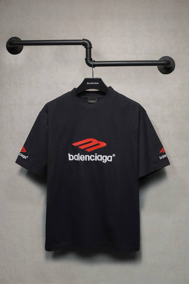 款号Ys109 刺绣精密 顶级版本 Balenciaga 官网品质 巴黎新款经典3M字母大Logo图标刺绣短袖T恤 Os版型 宽松落肩 男女同款 面料：280克