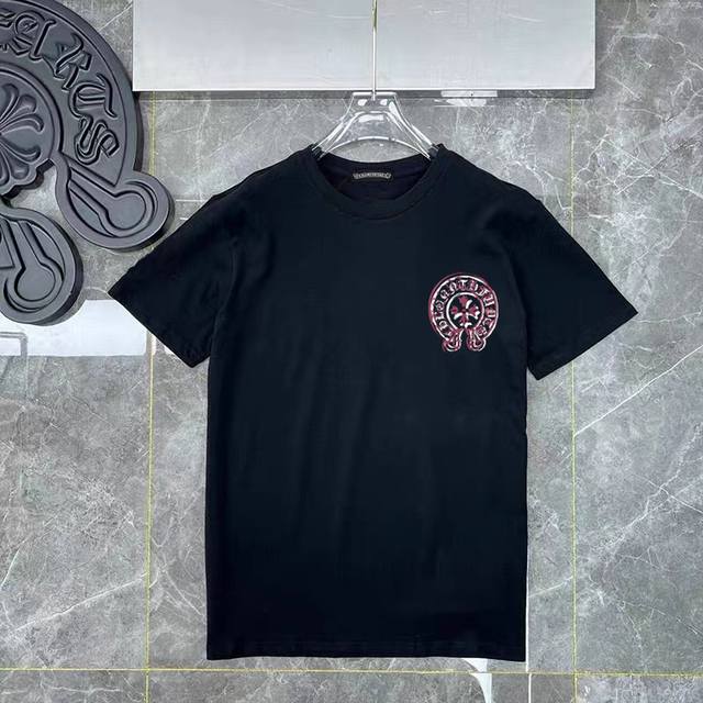 款号Ys96 克罗心黑白新款短袖T恤采用定制面料丶1比1配色罗纹丶环保印花。无味色彩鲜艳丶250克高克重纯棉面料黑白色 S-Xl