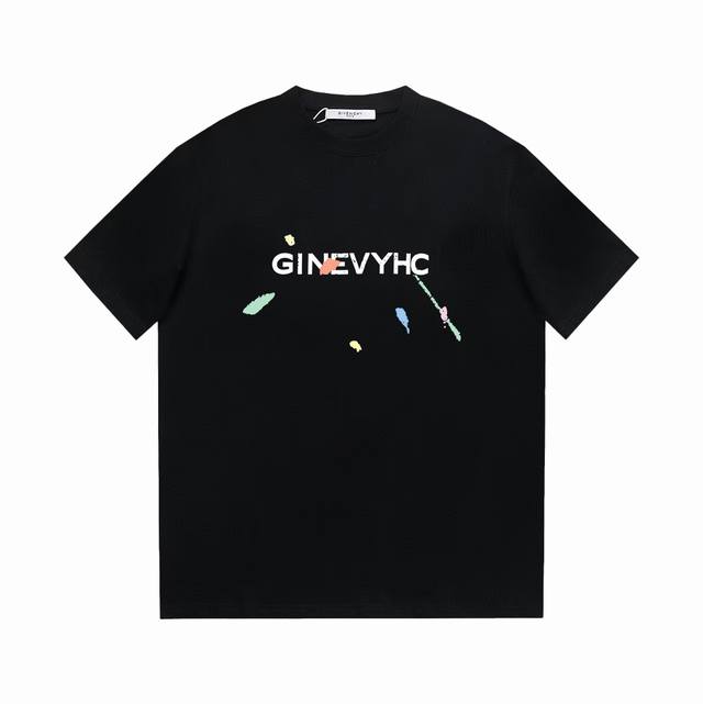 Givenchy 纪梵希 标识Logo字母印花百搭简约短袖T恤男女同款 吊牌 领标 水洗唛 三标齐全 定织定染280克精梳棉面料 尺码：S-Xxl 颜色：黑色，