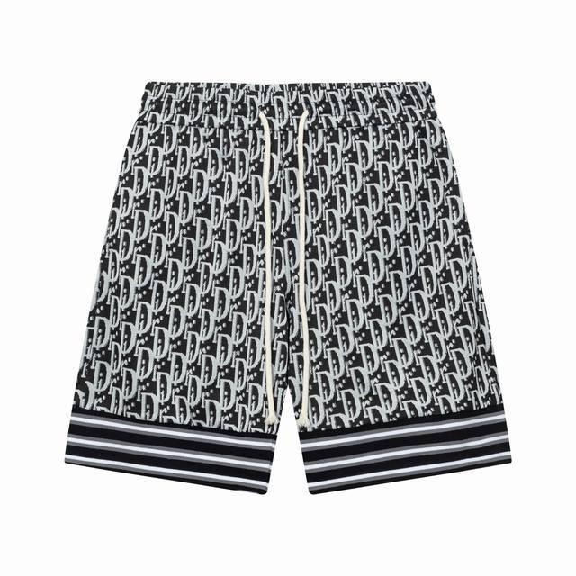隔天到 Dior 迪奥 定制满印面料短裤 老花满印字母Logo条纹裤脚设计工艺 官方同步 高版本 高品质 时尚个性 百搭潮流 纯原品质 原版面料 吊牌 领标 水