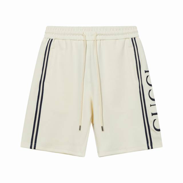 隔天到 Gucci 古驰 定制太空棉面料短裤 刺绣大标字母Logo蓝白织带拼接工艺 官方同步 高版本 高品质 时尚个性 百搭潮流 纯原品质 原版面料 吊牌 领标