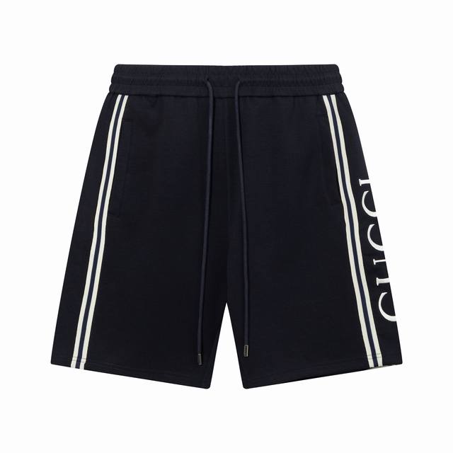 隔天到 Gucci 古驰 定制太空棉面料短裤 刺绣大标字母Logo蓝白织带拼接工艺 官方同步 高版本 高品质 时尚个性 百搭潮流 纯原品质 原版面料 吊牌 领标