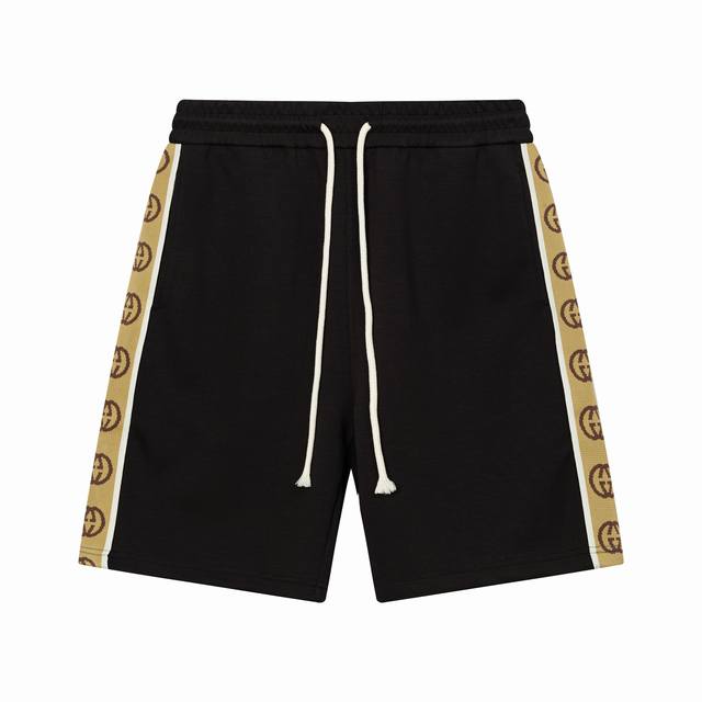 隔天到 Gucci 古驰 定制太空棉面料短裤 复古经典双G字母Logo织带拼接工艺 官方同步 高版本 高品质 时尚个性 百搭潮流 纯原品质 原版面料 吊牌 领标