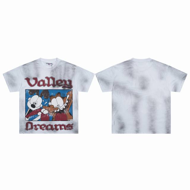 V112# 2025Ss Vale Forever Valley Dreams Tee洗水做旧高品质T恤短袖 Vale是当前美国最流行的年轻街头潮牌，以其对美国