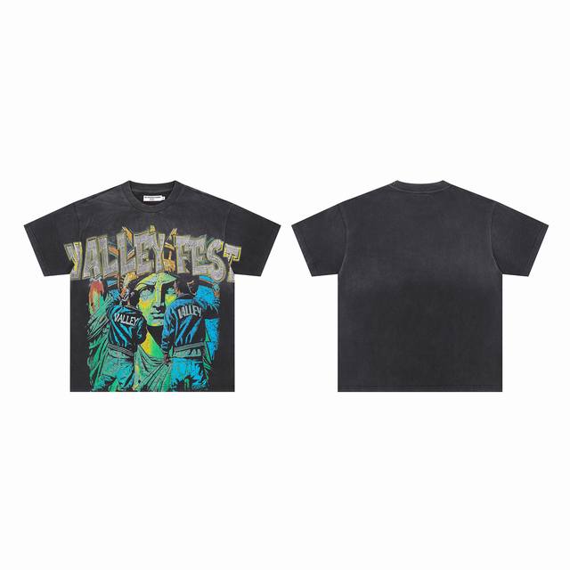 V101# Vale Forever Valley Fest Bling Tee Vintage 烫钻洗水做旧纯棉短袖T恤 Vale是当前美国最流行的年轻街头潮