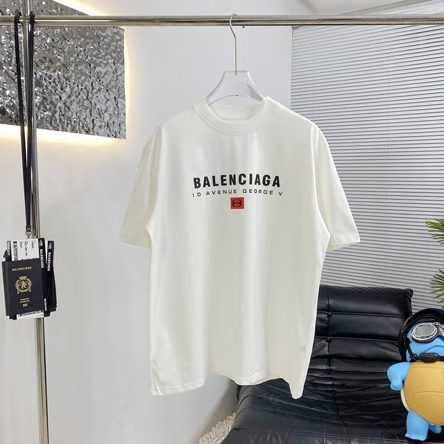 高品质 Balenciaga巴黎25Ss新款短袖T恤 面料采用高克重布料 洗完水260克重 不缩水 不变形手感柔软 上身阔挺效果极佳 且舒适柔软质感十足 不挑人