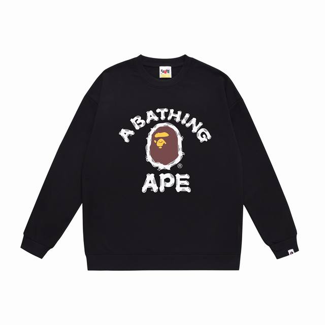 款号Sc312#毛圈 加绒90 顶级版本 Bape 猿人头彩色字母印花圆领卫衣 采用350克大毛圈 落肩大版型 面料 质感柔软不起球 进口环保印花胶浆 图案鲜明