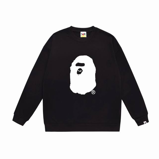 款号Sc568#毛圈 加绒90 顶级版本 Bape Ss24喷墨感猿人头字母印花圆领卫衣 采用350克大毛圈 落肩大版型 面料 质感柔软不起球 进口环保印花胶浆