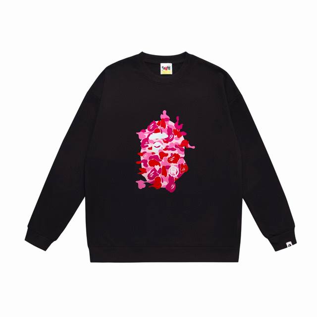 款号Sc546#毛圈 加绒90 顶级版本 Bape Abc Camo Rebuild Big Ape Head Tee猿人头印花图案圆领卫衣 采用350克大毛圈