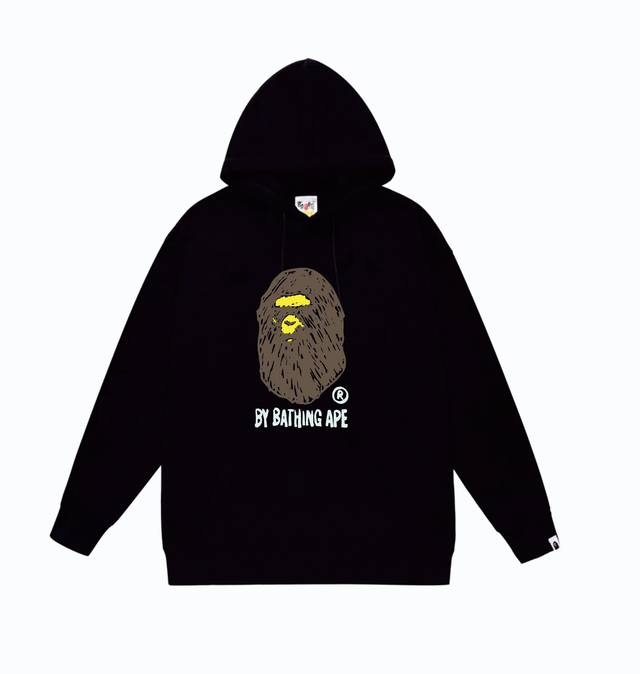 款号Sc841#毛圈 加绒110 顶级版本 Bape Fans Scarf Draw手绘涂鸦猿人头字母印花图案连帽卫衣 采用380克大毛圈 落肩大版型 面料 质