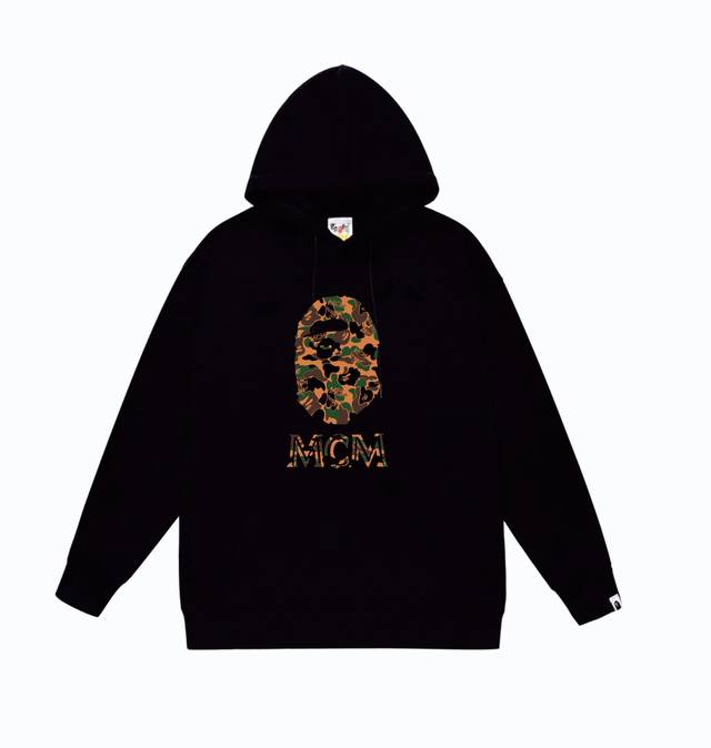 款号Sc834#毛圈 加绒110 顶级版本 Bape×Mcm Camo Ape Head联名猿人头印花连帽卫衣 采用380克大毛圈 落肩大版型 面料 质感柔软不