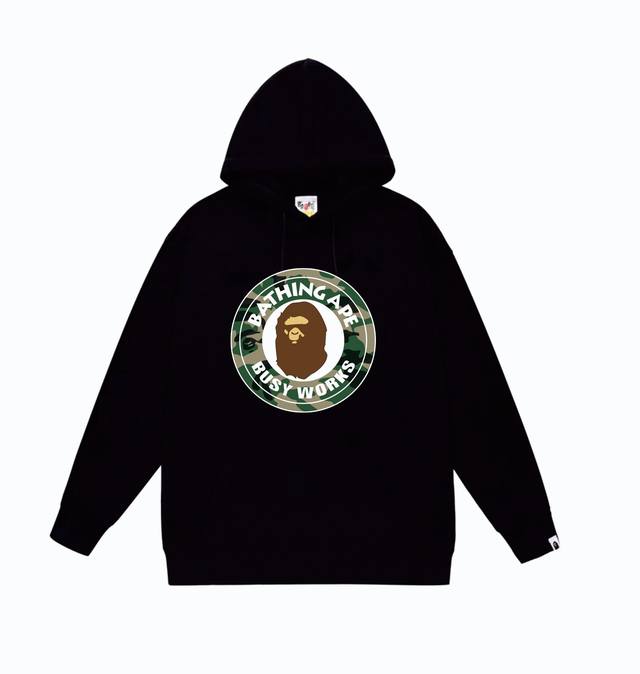 款号Sc821#毛圈 加绒110 顶级版本 Bape Woodland Camo Busy森林迷彩猿人图案印花连帽卫衣 采用380克大毛圈 落肩大版型 面料 质